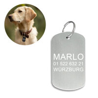 Hundemarke Dog-Tag mit Gravur silber/Arial