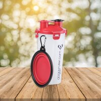 Dog water and food bottle with bowl