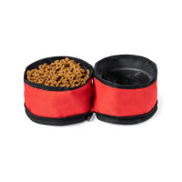 Dogs water and food bowl red