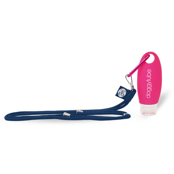 Doggytube pink mit XL Umhängeband navy